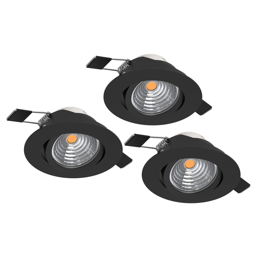 Eglo - Lot de 3 spots encastrables LED dimmables, 6,4 W, 230 V, Ø 8,8 cm, noir