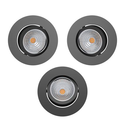 Eglo - Lot de 3 spots encastrables LED dimmables, 6,4 W, 230 V, Ø 8,8 cm, noir