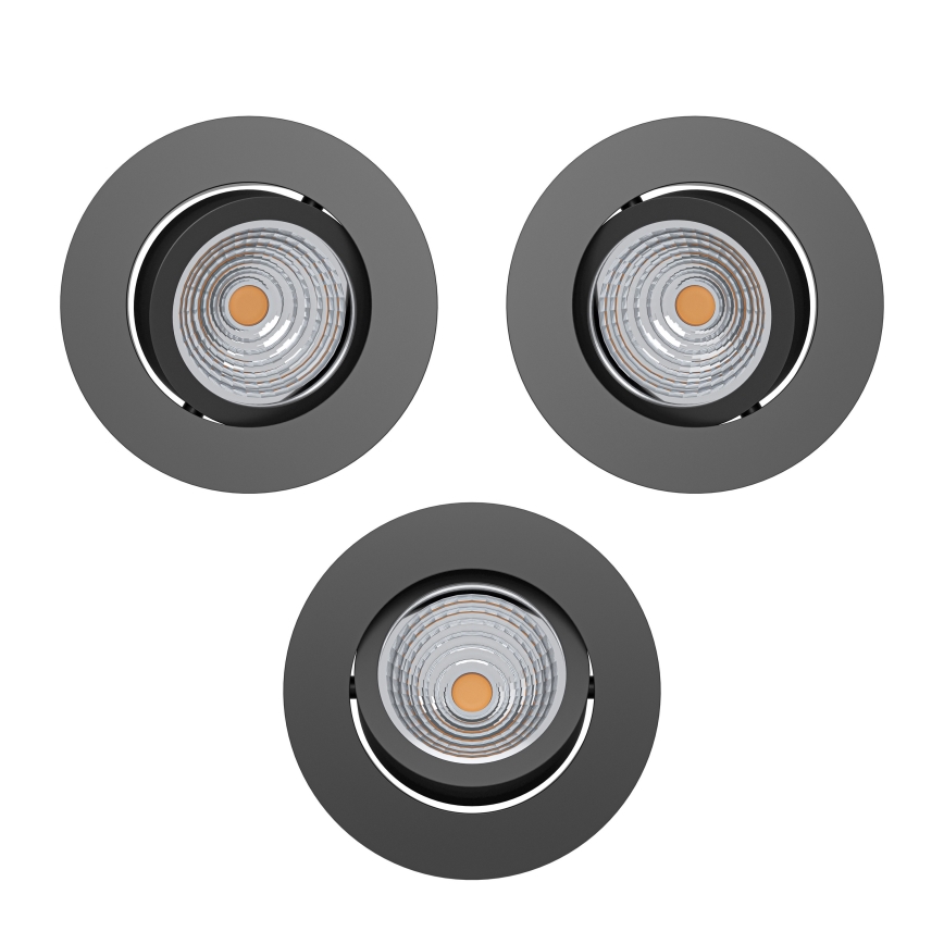 Eglo - Lot de 3 spots encastrables LED dimmables, 6,4 W, 230 V, Ø 8,8 cm, noir