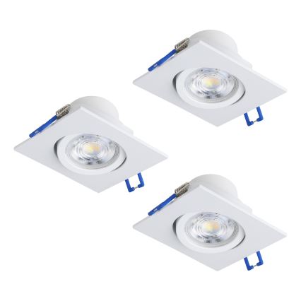 Eglo - Lot de 3 spots encastrables LED dimmables, 4,8 W, 230 V, 8,8 x 8,8 cm, blanc