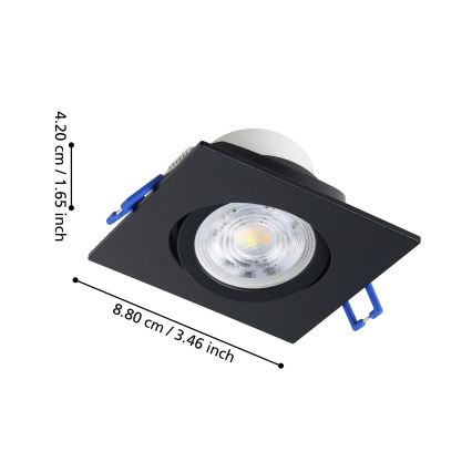 Eglo - Lot de 3 spots encastrés LED dimmables LED/4,8W/230V 8,8x8,8 cm noir