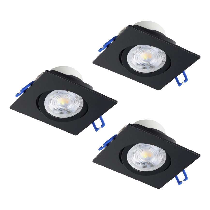 Eglo - Lot de 3 spots encastrés LED dimmables LED/6,4W/230V 8,8x8,8 cm noir