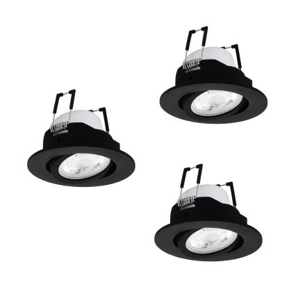 Eglo - Lot de 3 spots LED encastrables dimmables RGBW, 4,7 W, 230 V, 2700–6500 K, noir