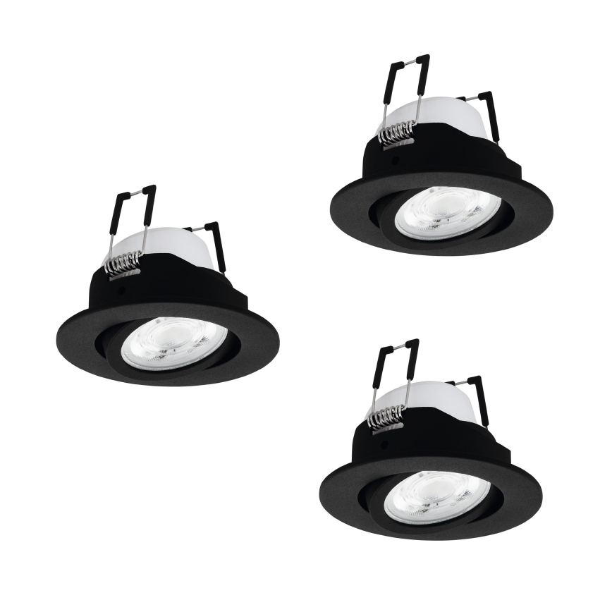 Eglo - Lot de 3 spots LED encastrables dimmables RGBW, 4,7 W, 230 V, 2700–6500 K, noir