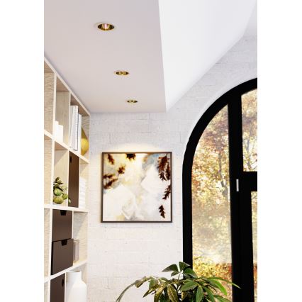 Eglo - Plafonnier encastré LED RGBW dimmable pour salle de bains LED/4,8 W/230 V 2700–6500 K IP44 blanc/doré