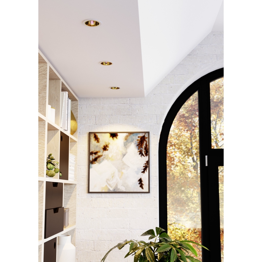 Eglo - Plafonnier encastré LED RGBW dimmable pour salle de bains LED/4,8 W/230 V 2700–6500 K IP44 blanc/doré