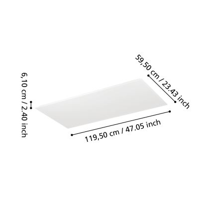 Eglo - Panneau LED dimmable en saillie LED/35,5 W/230 V 2700-6500 K 120x60 cm blanc + télécommande