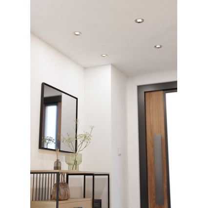 Eglo - Lot de 3 spots encastrés LED dimmables, 6,4 W / 230 V, Ø 8,8 cm, chrome mat