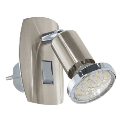 Eglo - Lampe LED à brancher sur prise 1xGU10/2,8W/230V chrome mat