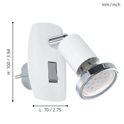 Eglo - Luminaire LED à brancher 1x GU10 / 2,8 W / 230 V blanc