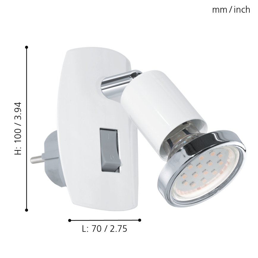 Eglo - Luminaire LED à brancher 1x GU10 / 2,8 W / 230 V blanc