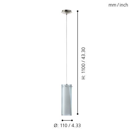 Eglo - Suspension 1 x E27/60W fumé