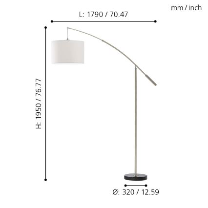 Eglo 92206 - Lampadaire NADINA 1xE27/60W/230V