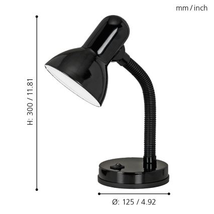 Eglo - lampe de table 1xE27/40W noir