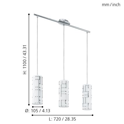 Eglo - Suspension filaire BAYMAN 3xE27/60W/230V