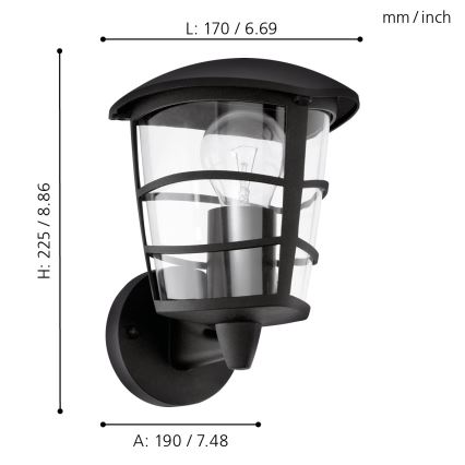 Eglo - Applique murale LED extérieure 1xE27/8,5W/230V IP44