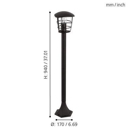 Eglo - Lampadaire LED extérieur E27/8,5W/230V IP44