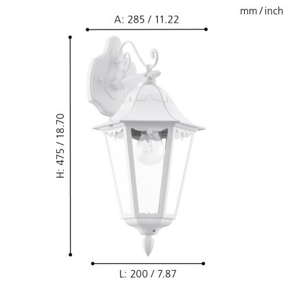 Eglo - Applique murale extérieure 1xE27/60W/230V IP44