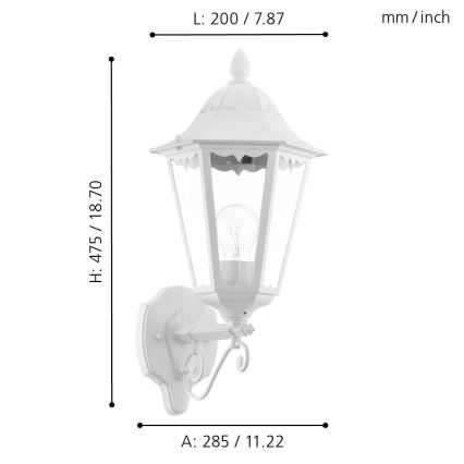 Eglo - Applique murale extérieure 1xE27/60W/230V IP44