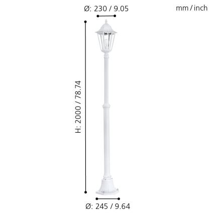 Eglo - Lampadaire extérieur 1xE27/60W/230V IP44