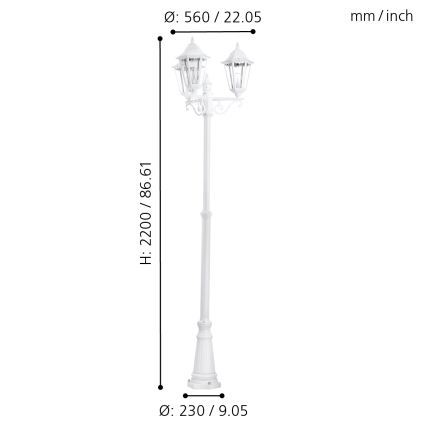 Eglo - Lampadaire extérieur 3xE27/60W/230V IP44