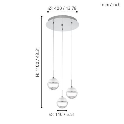 Eglo - Lustre LED 3xLED/5W/230V