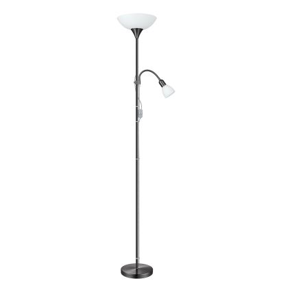 Eglo - Lampadaire 1xE27/60W/230V + 1xE14/25W/230V noir Chrome