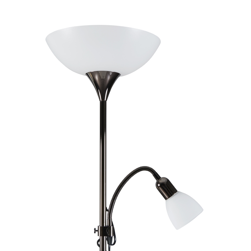 Eglo - Lampadaire 1xE27/60W/230V + 1xE14/25W/230V noir Chrome