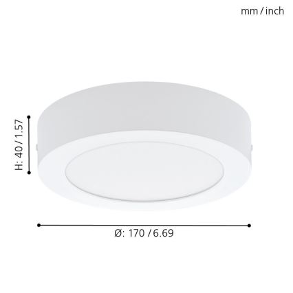 Eglo 94072 - Plafonnier LED FUEVA 1 LED/10,89W/230V