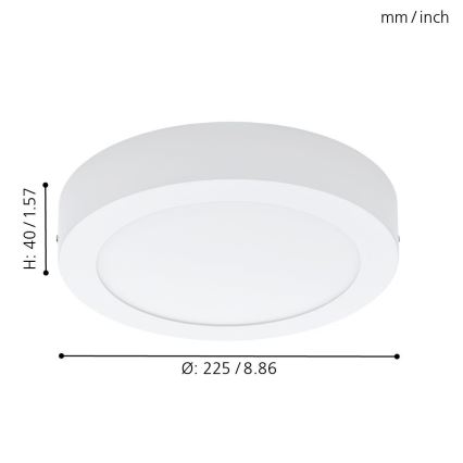 Eglo 94075 - plafonnier LED FUEVA 1 LED/16,47W/230V Ø 22,5 cm