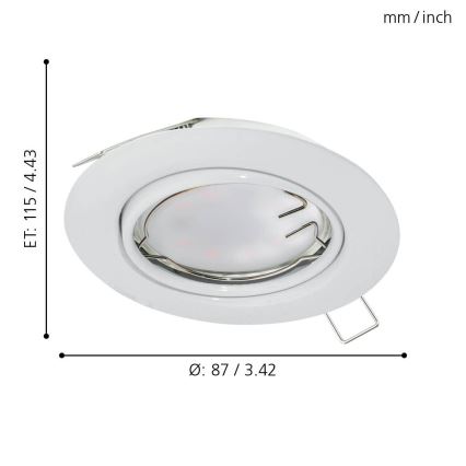 Eglo - LOT x3 Spot LED encastrable PENETO 3xGU10-LED/5W/230V