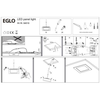 Eglo 94519 - Luminaire encastrable FUEVA 1 LED/2,7W/230V