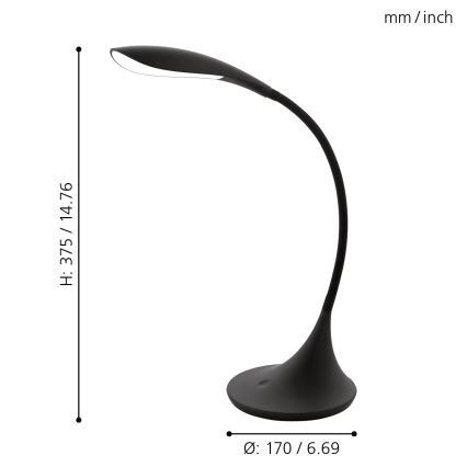 Eglo - Lampe de table LED dimmable LED/4,5W/230V noire