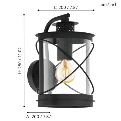 Eglo - Luminaire extérieur 1xE27/60W/230V IP44