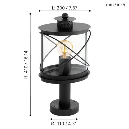 Eglo - Lampadaire extérieur 1xE27/60W/230V IP44