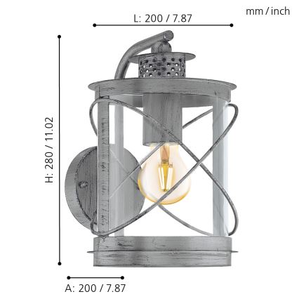 Eglo - Luminaire extérieur 1xE27/60W/230V IP44