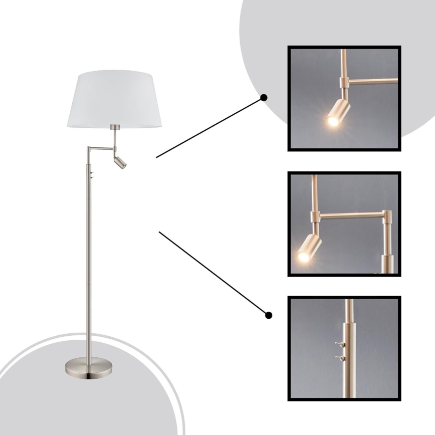 Eglo - Lampadaire 1xE27/60W + 1xLED/2,1W