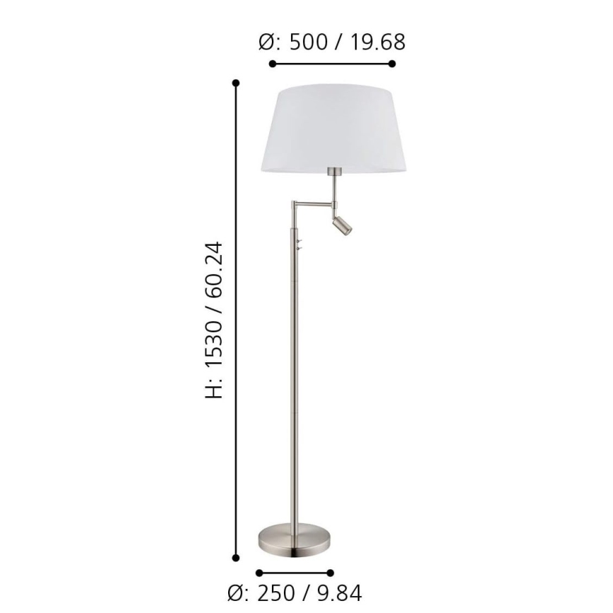Eglo - Lampadaire 1xE27/60W + 1xLED/2,1W