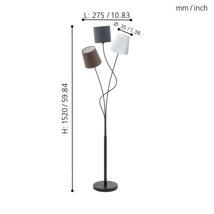 Eglo - Lampadaire 3xE14/40W/230V