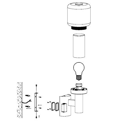 Eglo - Applique murale extérieure 1xE27/40W IP44