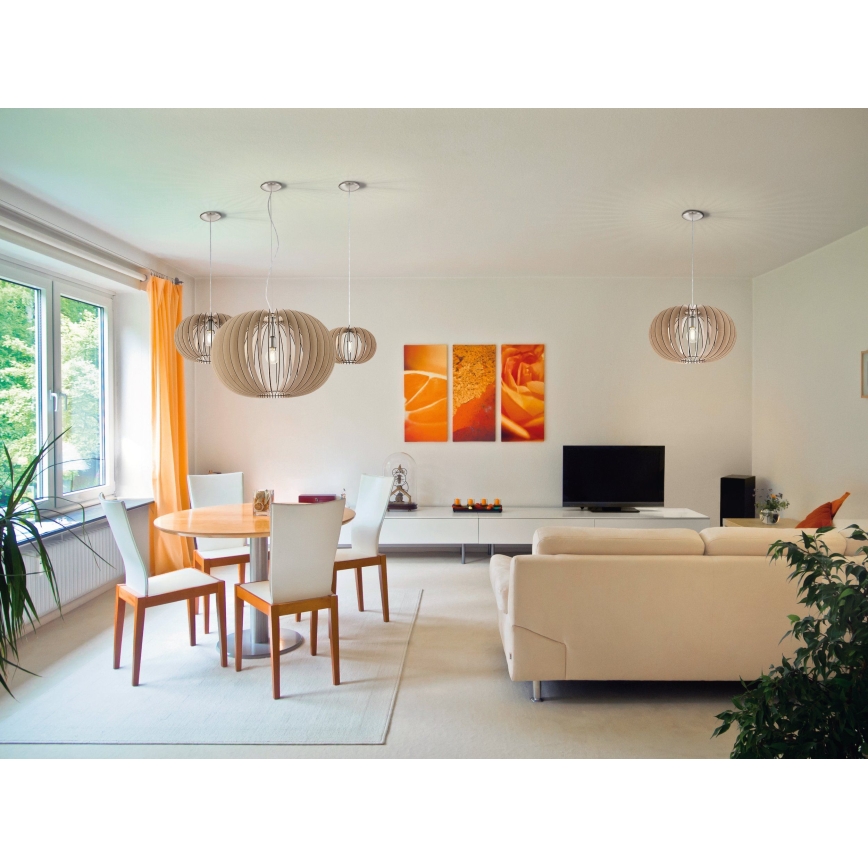 Eglo 95042 - Suspension sur câble STELLATO 1xE27/60W/230V Ø 70 cm beige