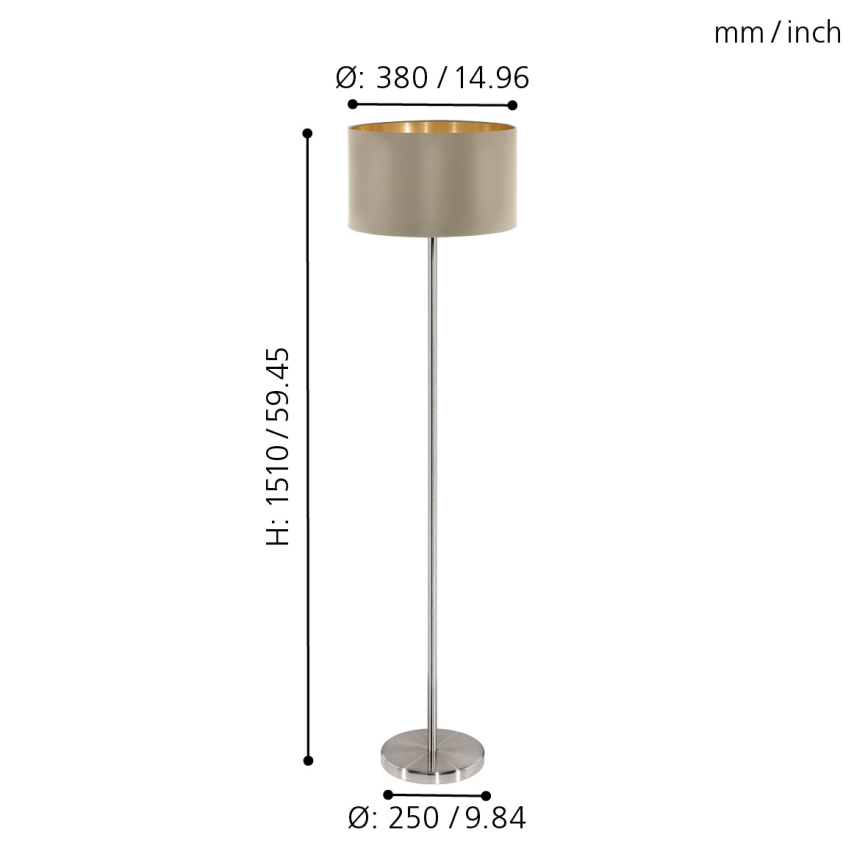 Eglo - Lampadaire 1xE27/60W/230V taupe
