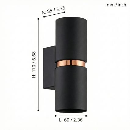 Eglo 95371 - Applique murale LED PASSA 2xGU10-LED/4W/230V