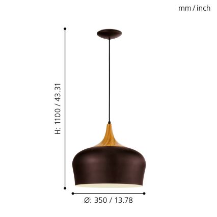 Eglo - Suspension filaire 1xE27/60W/230V