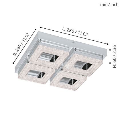 Eglo - Plafonnier en cristal 4xLED/4W/230V