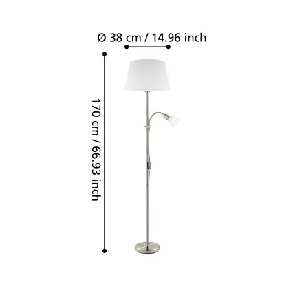 Eglo - Lampadaire 1xE27/60W + 1xE14/40W