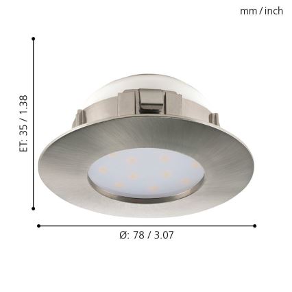 Eglo - Plafonnier encastré LED 4,9 W 230 V