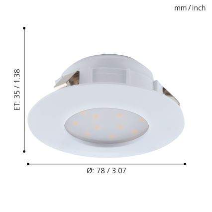 Eglo - Lot de 3 plafonniers encastrés LED pour salle de bains PINEDA LED/4,9W/230V IP44