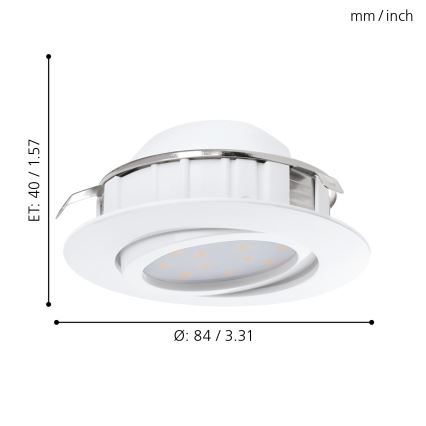 Eglo 95851 - LOT 3x Luminaire encastrable PINEDA 1xLED/4,9W/230V