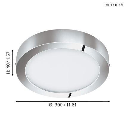 Eglo 96058 - luminaire LED pour salle de bains FUEVA 1 LED/22W/230V IP44 Ø 30 cm
